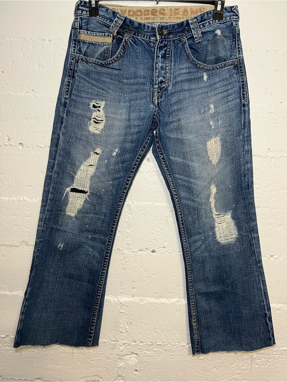 Express Men's Distressed Blue Relaxed Jeans